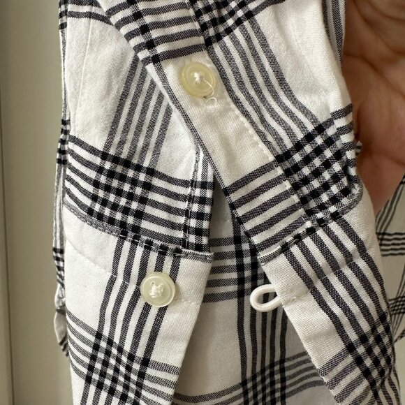 Loft White & Black Plaid Button Up Long-Sleeve Shirt, Size S - Picture 5 of 6